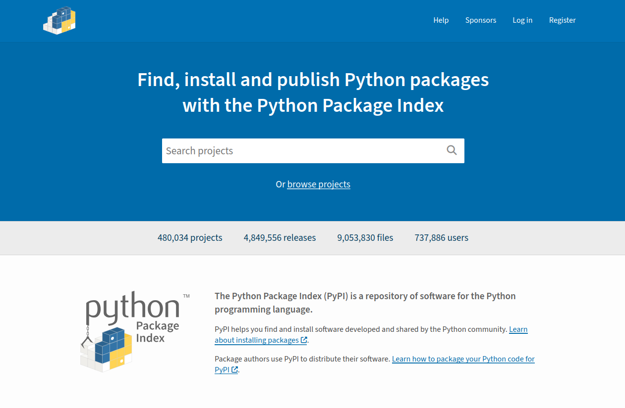 PyPI landing page